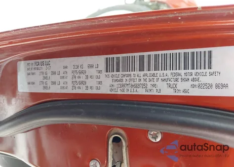 2017 Ram 1500 Sport 4X4 5'7 Box из США, поврежденный, VIN 1C6RR7MT0HS697252